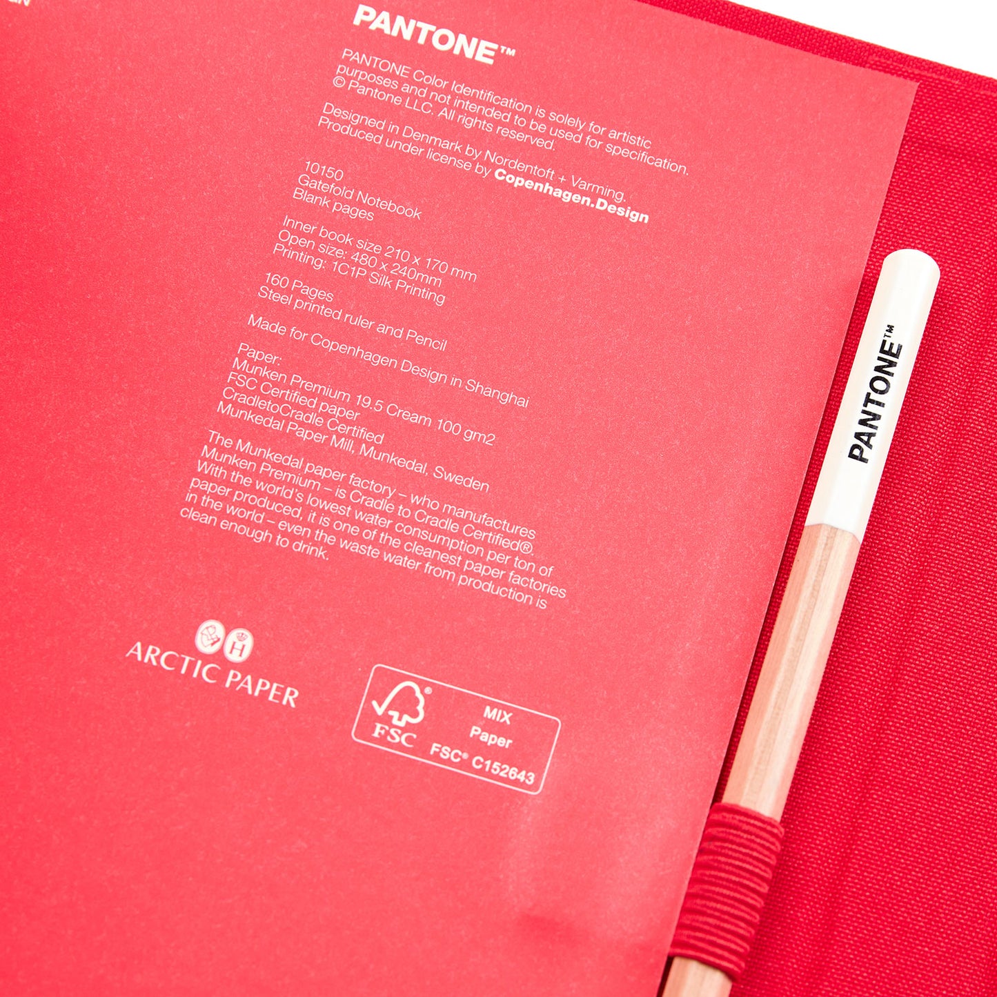 PANTONE NEW NOTEBOOK WITH PENCIL /unlined - Red 18-1763