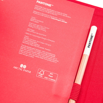 PANTONE NEW NOTEBOOK WITH PENCIL /unlined - Red 18-1763